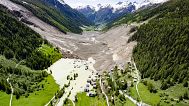 An aerial view shows the destruction after a landslide hit Blatten, 29 May, 2025