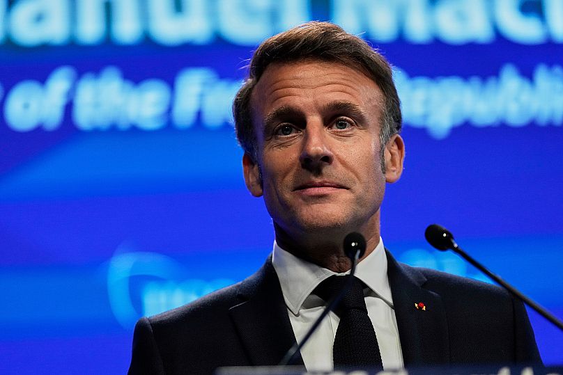 Le président français Emmanuel Macron prononce son discours lors du 22e sommet du Shangri-La Dialogue à Singapour, le vendredi 30 mai 2025