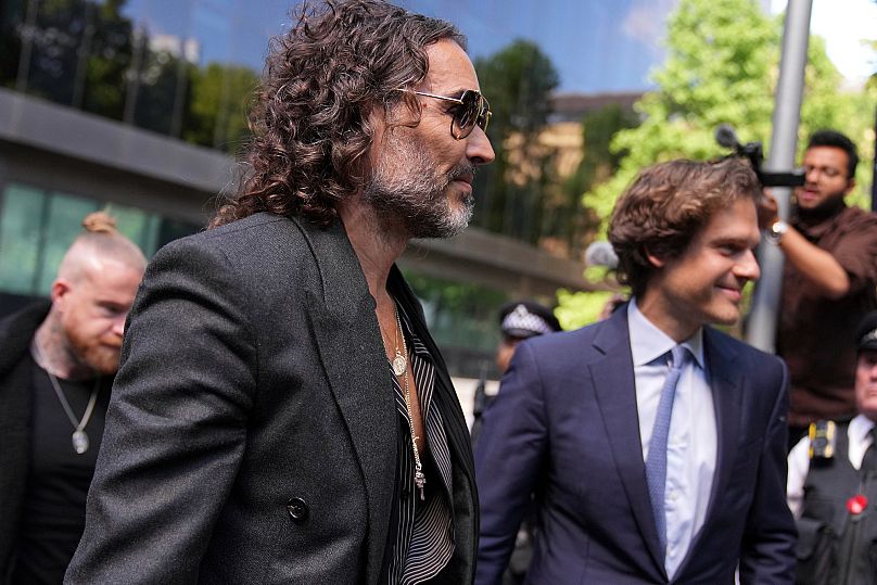 Russell Brand arrives at Southwark Crown Court where he is charged with rape and sexual assault in London - Friday 30 May 2025