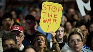 People attend a rally marking 600 days since Israelis were taken hostage by Hamas in Gaza, demanding their release and an end to the war, in Tel Aviv, Israel, May 28, 2025. 