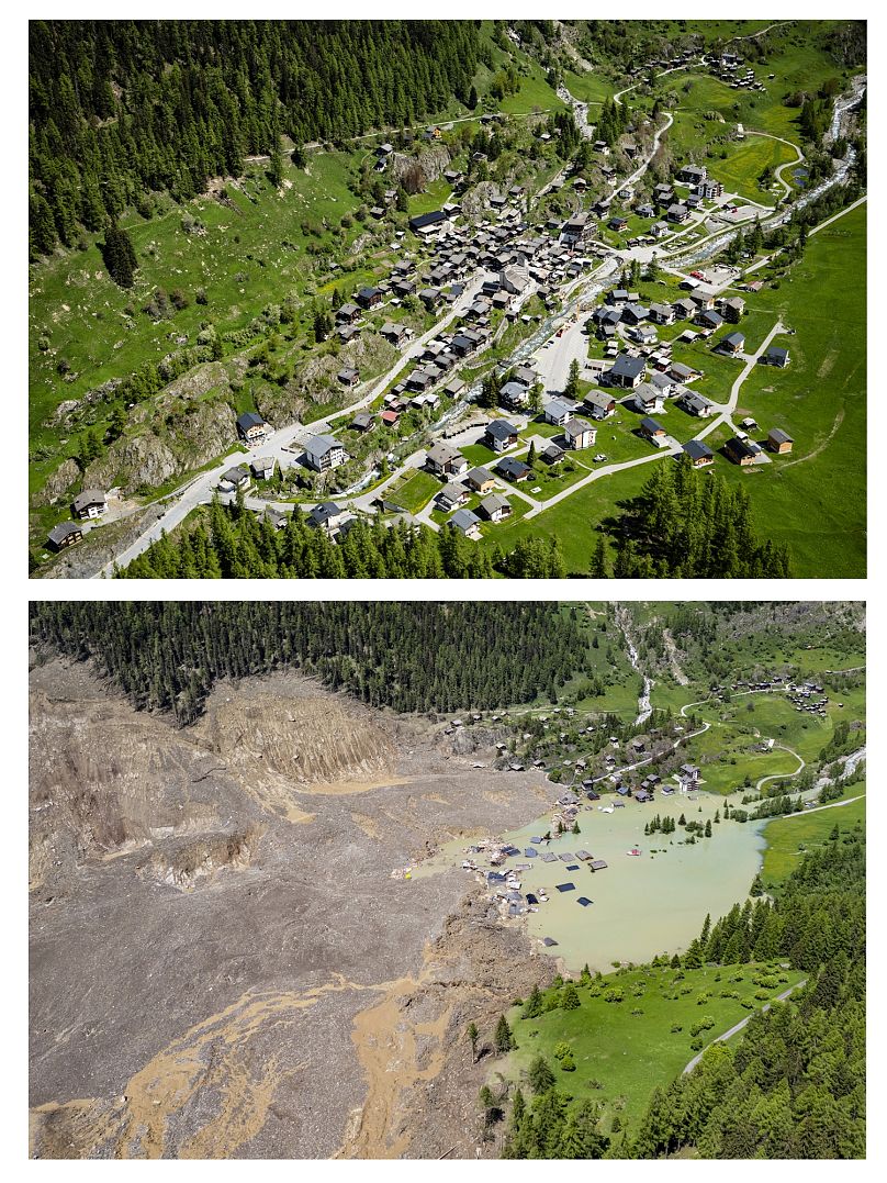 Der Ort Blatten - VOR und NACH dem Bergsturz