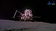 A CNSA handout shows the lander-ascender combination of Chang'e-6 probe taken by a mini rover after it landed on the moon surface, June 4, 2024.