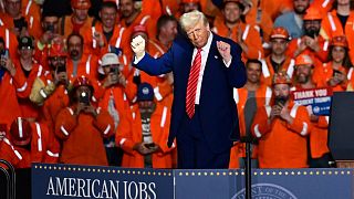 President Donald Trump at the end of a speech at the U.S. Steel Mon Valley Works-Irvin plant in West Mifflin, Pennsylvania (30 May 2025) 
