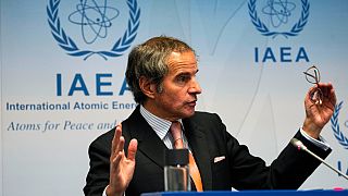 Rafael Mariano Grossi, the director-general of the International Atomic Energy Agency, speaks to journalists at the agency in Vienna, Austria, Wednesday, May 28, 2025.