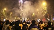 PSG supporters invade the Champs-Elysees avenue after the Champions League final soccer match between Paris Saint-Germain and Inter Milan, Saturday, May 31, 2025 in Paris. 