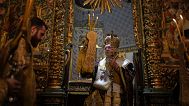 Ecumenical Patriarch Bartholomew I leads the service of the Graveside Lamentation at the Patriarchal Church of St. George, in Istanbul, Turkey, Friday, April 18, 2025.