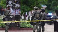 Law enforcement officials investigate after an attack on the Pearl Street Mall, Sunday, June 1, 2025, in Boulder, Colo.