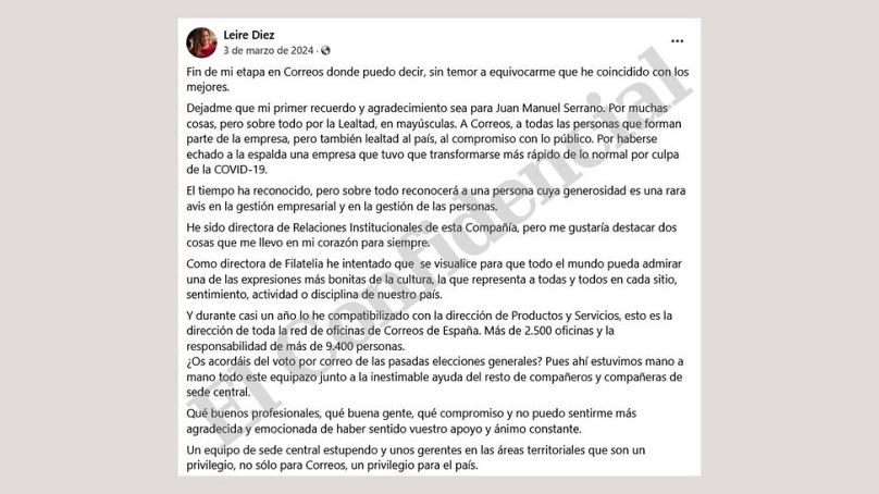 Imagen de la publicación de Facebook.