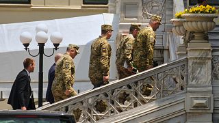 Members of the Ukrainian delegation arrive at the Ciragan Palace for Ukraine-Russia peace talks in Istanbul, 2 June 2025