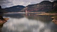 View of the Sau reservoir, about 100 km north of Barcelona, in Vilanova de Sau, Spain, on March 24, 2025. 