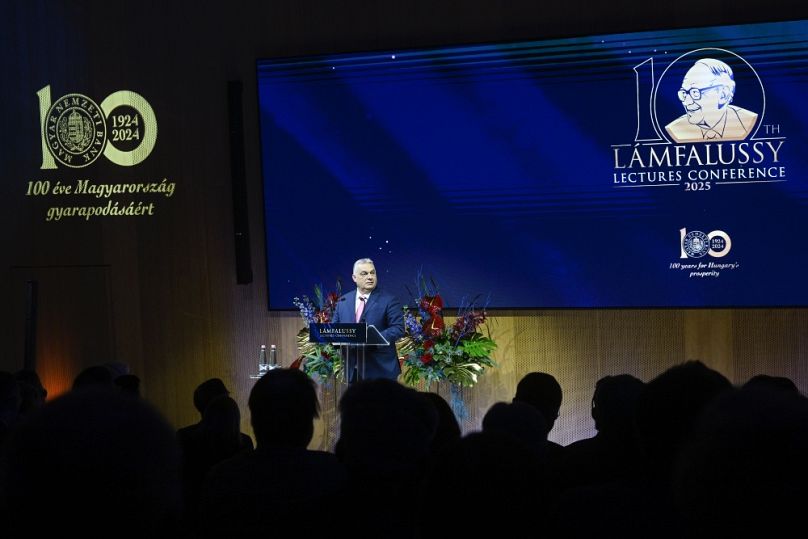 Orbán Viktor miniszterelnök a Lámfalussy Konferencián, 2025 januárjában