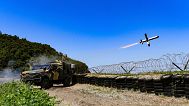 A SPIKE missile is launched during live-fire drills at Yeonpyeong Island near the maritime border with North Korea, 26 June, 2024