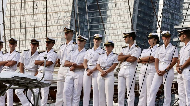 La princesa Leonor a bordo del buque escuela Elcano.