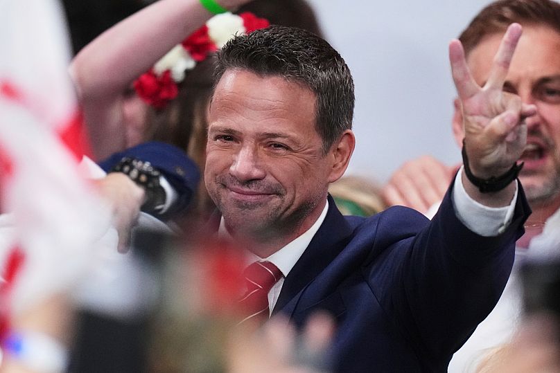 Rafał Trzaskowki w swoim sztabie wyborczym, 1 czerwca 2025 r.