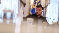 Ukrainian President Volodymyr Zelenskyy speaks to journalists during a press conference in Kyiv, Ukraine, on Wednesday, June 4, 2025.