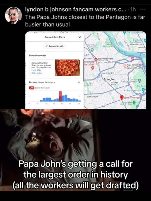 The ¨Pentagon Pizza Meter gets memed