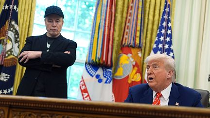 President Donald Trump speaks during a news conference with Elon Musk in the Oval Office of the White House, 30 May, 2025