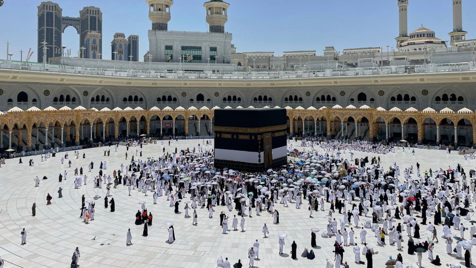 Muslim pilgrims walk around the Kaaba, the cubic building at the Grand Mosque, during the annual Hajj pilgrimage, in the Muslim holy city of Mecca, Saudi Arabia, June 4, 2025