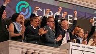Jeremy Allaire, second from right, Co-Founder, Chairman & CEO of Circle, rings the New York Stock Exchange opening bell. 5 June 2025.
