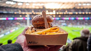 Notpla packaging at Twickenham Stadium, London, 2025.