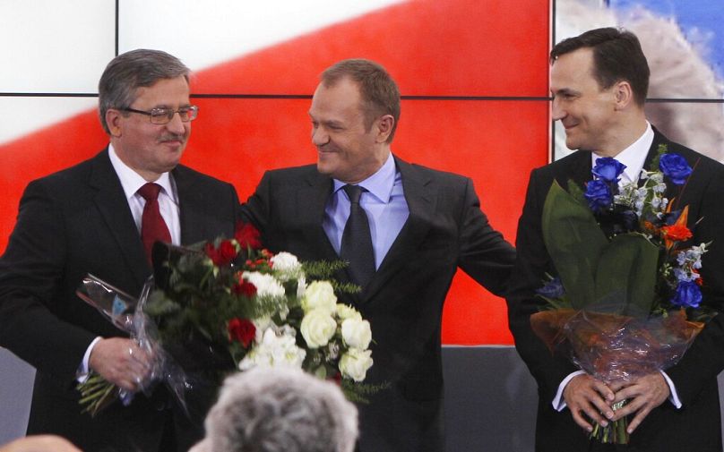 Bronisław Komorowski był kandydatem PO, tu z Donaldem Tuskiem i Radosławem Sikorskim 