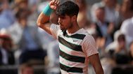  Spain's Carlos Alcaraz reacts during the final match of the French Open tennis tournament at Roland Garros against Italy's Jannik Sinner in Paris on 8 June 2025.