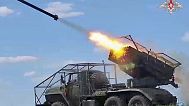 A Russian self-propelled multiple rocket launcher "Grad" fires towards a Ukrainian position. From a video distributed by Russian Defense Ministry on June 4, 2025.