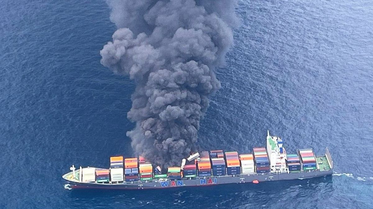 Fire breaks out on container ship after explosion, Indian coastguard says