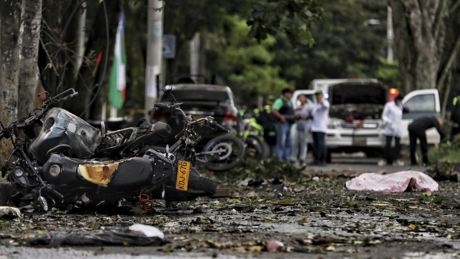 Imagen del lugar de una de las explosiones.