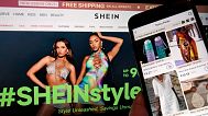 FILE - Pages from the Shein website, left, and from the Temu site, right, are shown in this photo, in New York, June 23, 2023