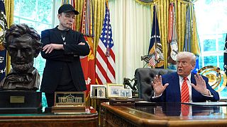 President Donald Trump speaks during a news conference with Elon Musk in the Oval Office of the White House, Friday, May 30, 2025, in Washington. 