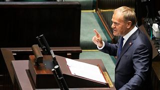 Poland's Prime Minister Donald Tusk addresses the Polish parliament in Warsaw, 11 June, 2025