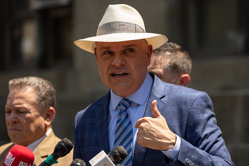 Arthur Aidala, defense attorney for Harvey Weinstein, during a news conference outside Manhattan criminal court, June 12, 2025 