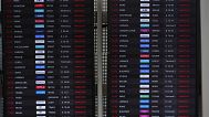 The flight information board at Israel's Ben Gurion Airport shows flight cancellations following an Israeli military strike on Iran.