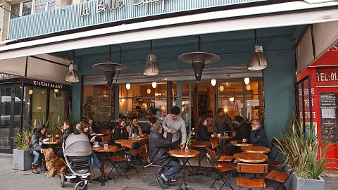 People sit at the renovated"La Belle Equipe"cafe in Paris, France. 21 March 2026.