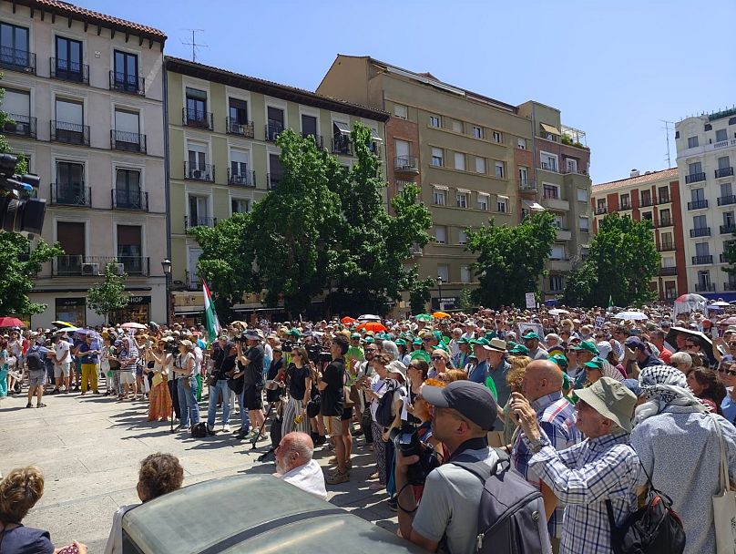 Manifestantes en la plaza del Museo Reina Sofía. Madrid 14 de junio de 2025