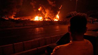 Iranian oil storage depot hit by Israeli attack.