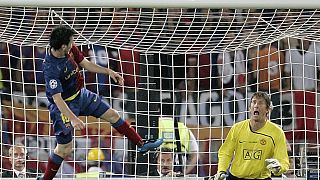 Heading in the right direction: Lionel Messi scores past Edwin Van der Sar as Barcelona beat Man United during UEFA Champions League  Rome, 2009 