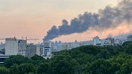 Smoke rises from the building of Iran's state-run television after an Israeli strike in Tehran, Iran, Monday, June 16, 2025.