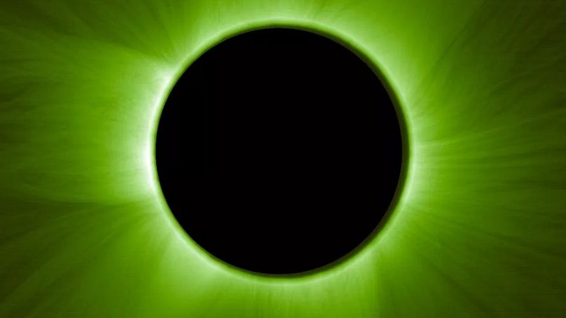 Esta imagen facilitada por la Agencia Espacial Europea muestra la corona solar captada por la pareja de naves espaciales Proba-3, 23 de mayo de 2025.
