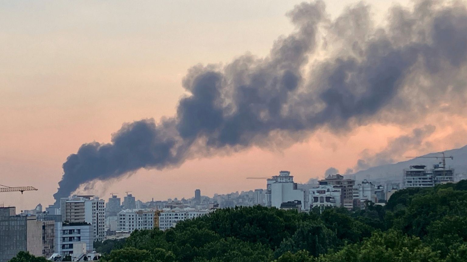 Smoke rises from the building of Iran's state-run television after an Israeli strike in Tehran, Iran, Monday, June 16, 2025. (AP Photo)