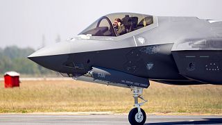 FILE: A pilot prepares to take off on a US Air Force fighter aircraft F-35, 14 February 2023