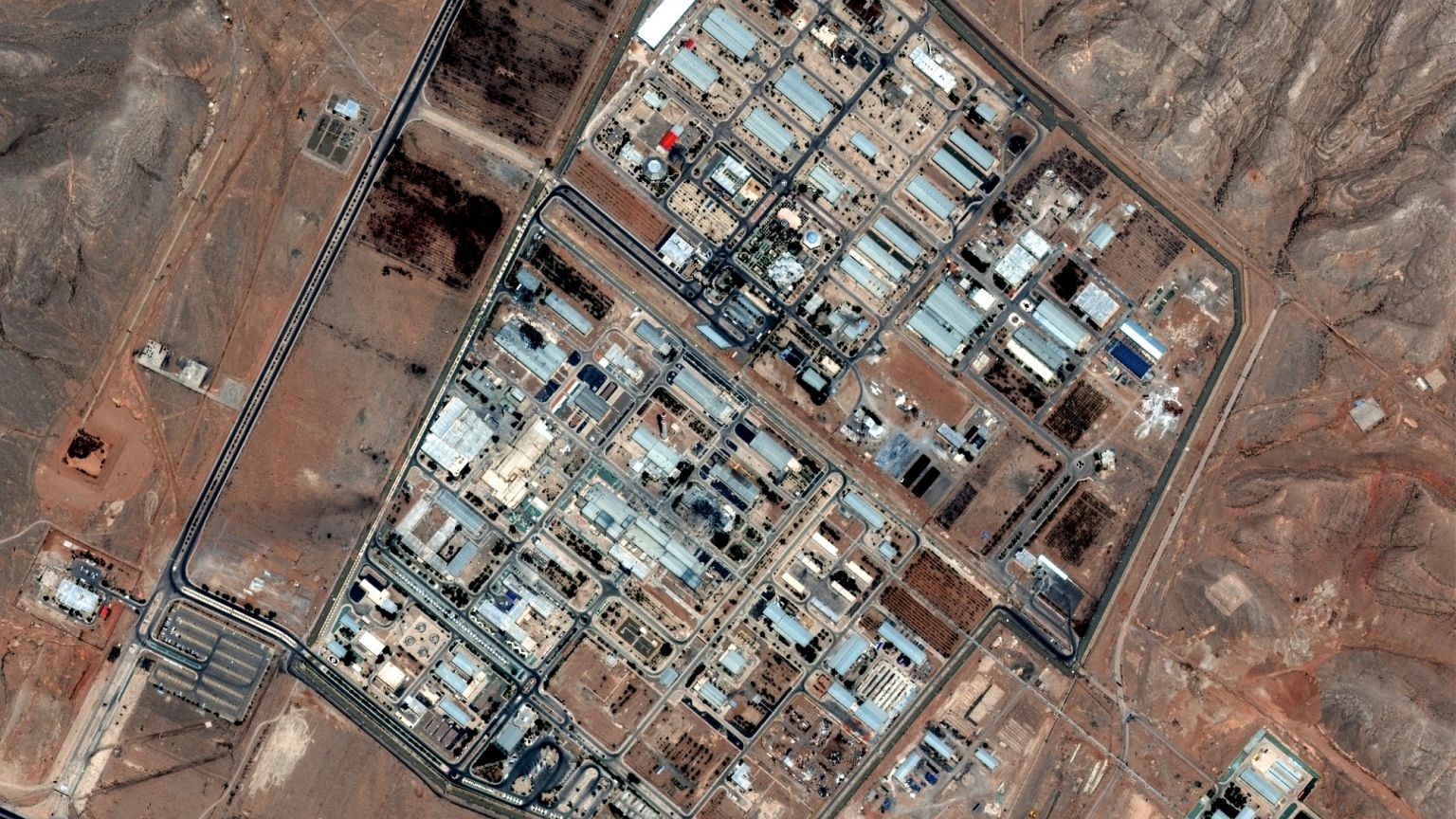 This satellite image provided by Maxar Technologies shows the Isfahan enrichment facility in Iran after being hit by Israeli airstrikes, on June 14, 2025.