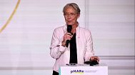 French Education Minister Elisabeth Borne speaks at the 'No to Bullying' award ceremony at the Elysee Palace in Paris, 21 May 2025