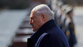 FILE: Belarusian President Alexander Lukashenko attends a wreath-laying ceremony at the Tomb of the Unknown Soldier in Moscow, Russia, March 14, 2025.