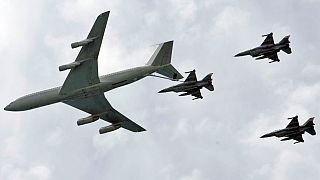 FILE: The Israeli Air Force performs an aerial display during a ceremony marking the 60th anniversary of Israel's founding, in Tel Aviv, Israel, Thursday, 8 May 2008.