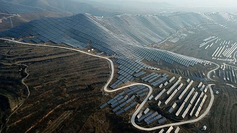 A solar panel farm in Ruicheng County in central China's Shanxi Province. 