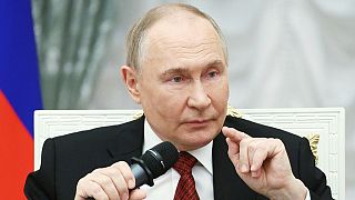 FILE: Russian President Vladimir Putin speaks at the Kremlin in Moscow, Russia, on Thursday, June 12, 2025,
