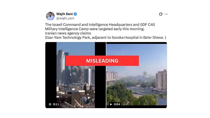  Un utilisateur de X prétend à tort que la vidéo d'un tir de missile de Tel-Aviv montre une frappe sur le parc technologique du Néguev de Gav-Yam.