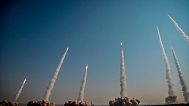  Missiles are launched during a drill in Iran, Friday, 15 January 2021.  